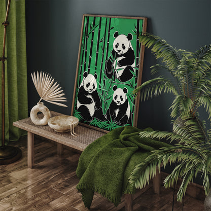 Panda Bears in Bamboo Forest Art Print