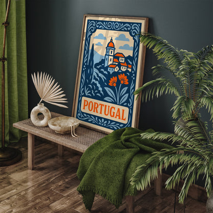 Blue Portugal Cityscape Art Print