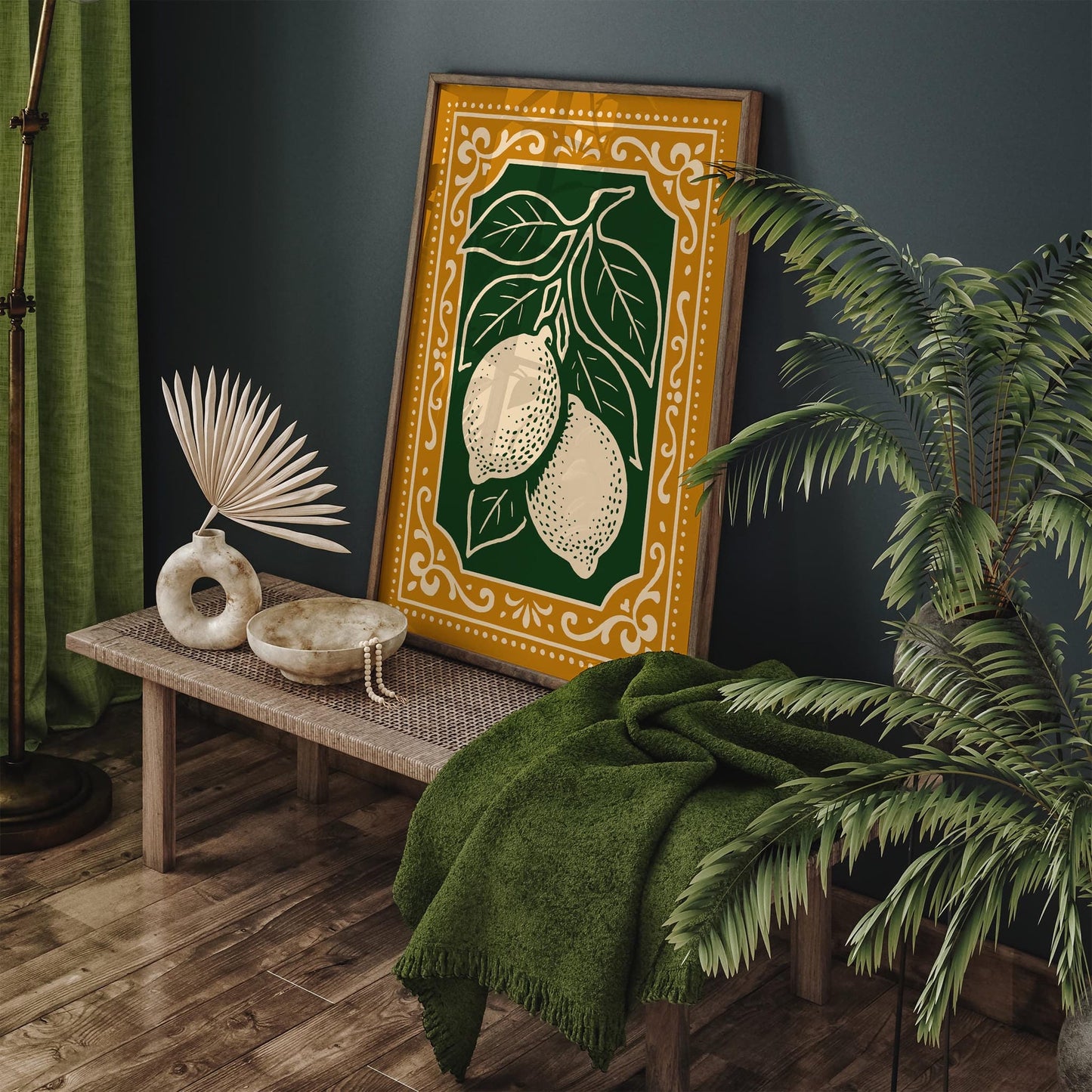 Rococo Lemons Poster for Kitchen Wall Decor