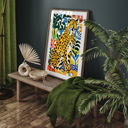 Moody Cheetah in Flowers Poster