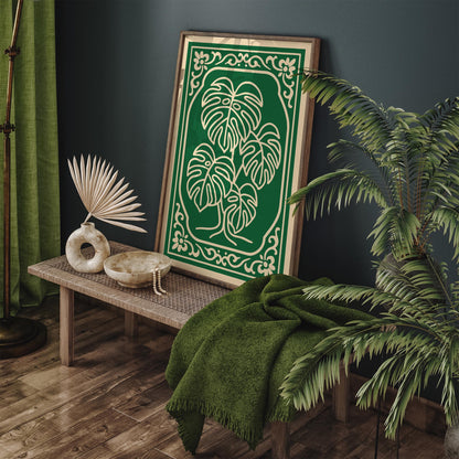 Green Monstera Plant Wall Art Print