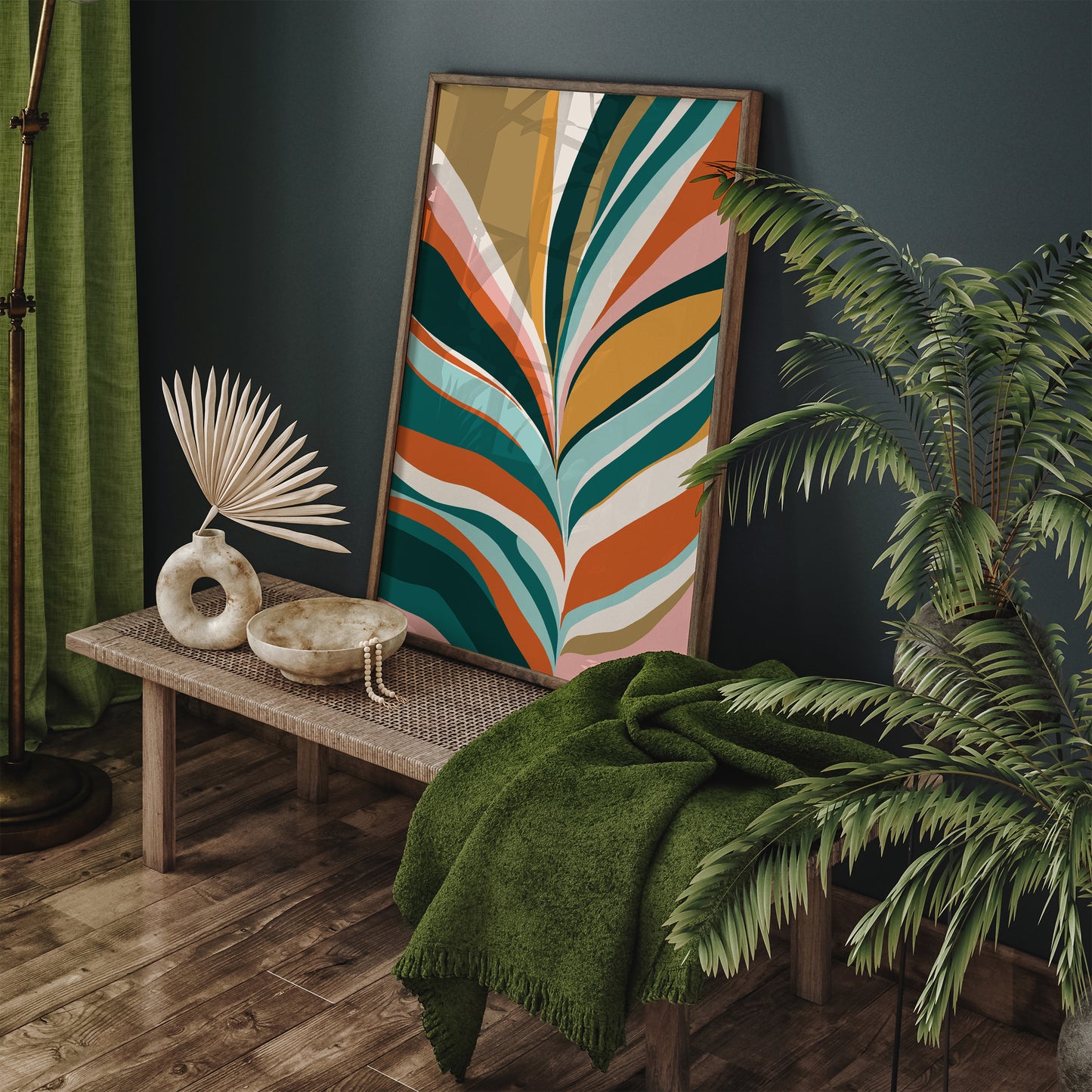 Retro Tropical Colorful Leaf Poster