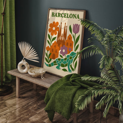 Bohemian Barcelona Print - Vintage Travel Poster
