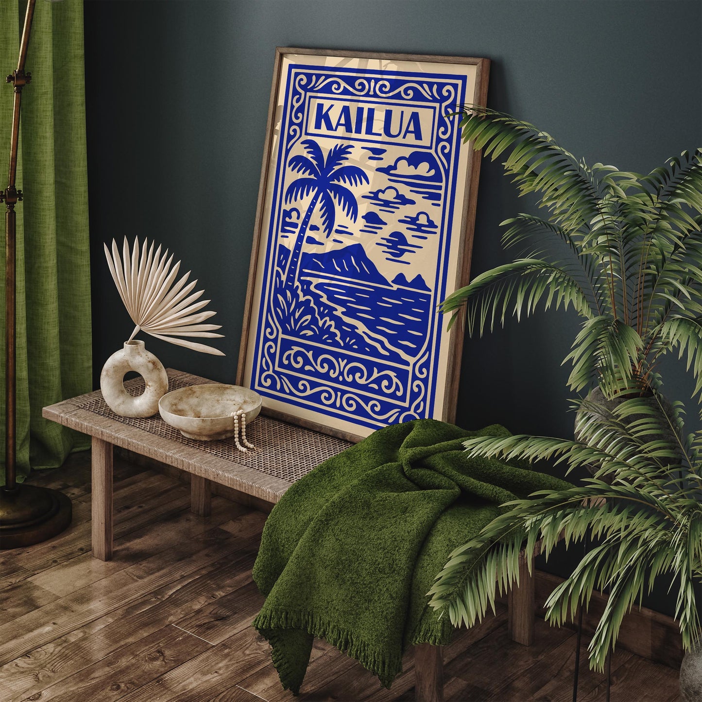 Kailua Travel Poster - Blue Hawaii Landscape Wall Art Print