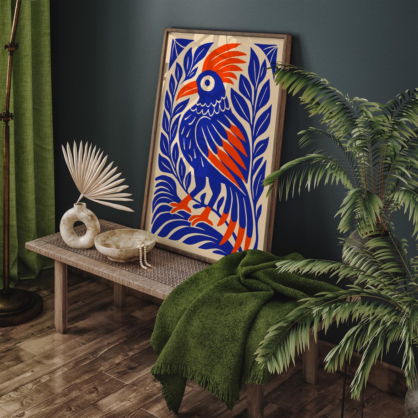 Tropical Parrot Poster - Blue Mexican Bird Wall Art