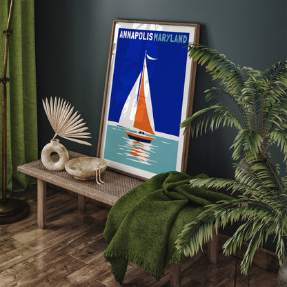 Annapolis Maryland Retro Boat Poster