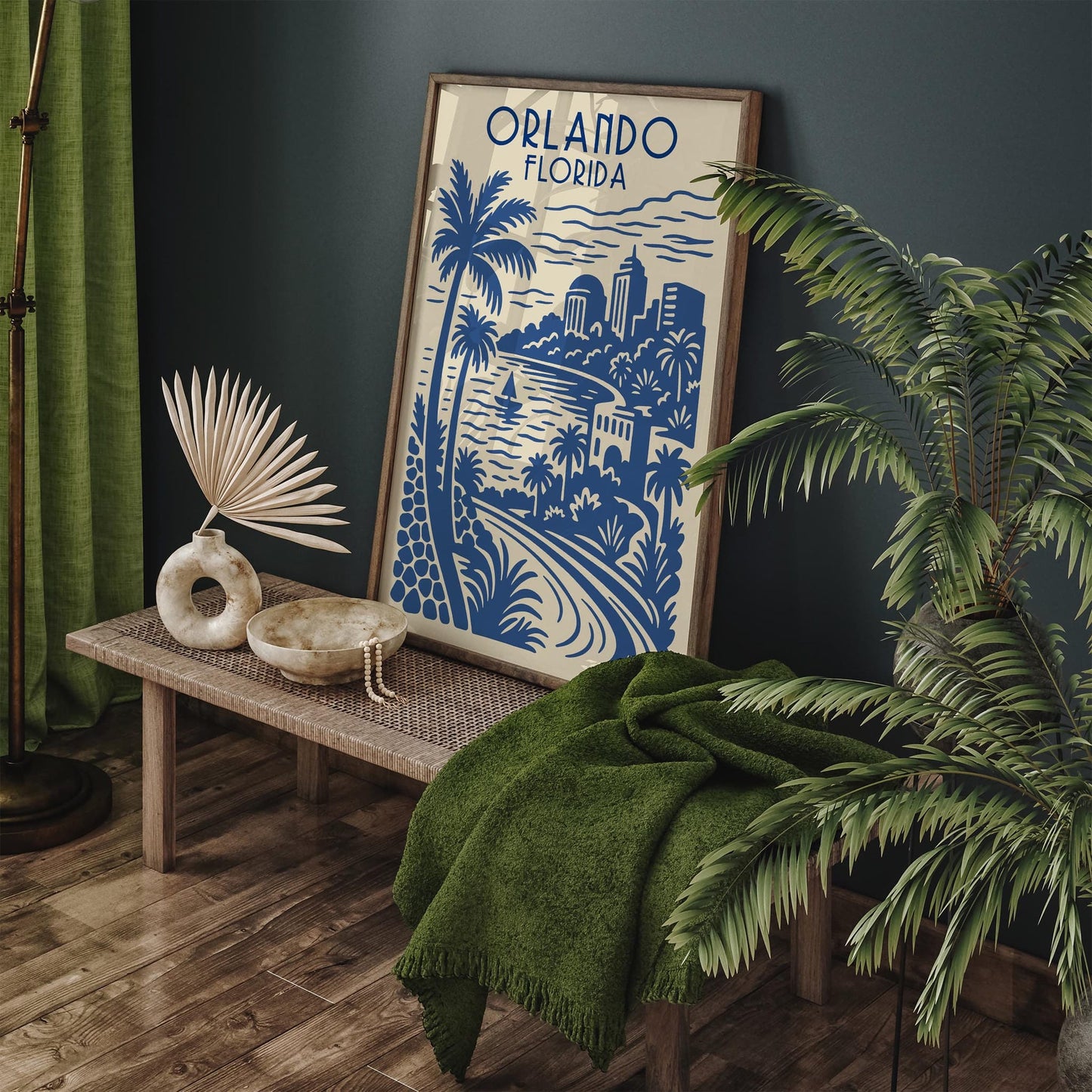 Orlando Florida Travel Blue Poster