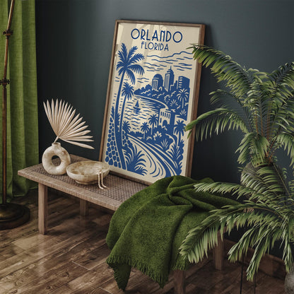 Orlando Florida Travel Blue Poster