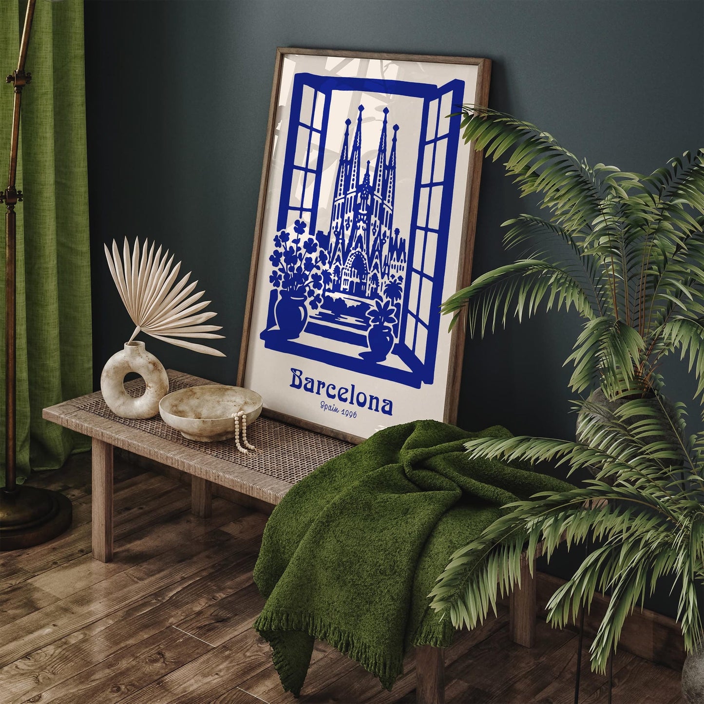 Barcelona Spain Scenic Art Print - Blue Travel Poster
