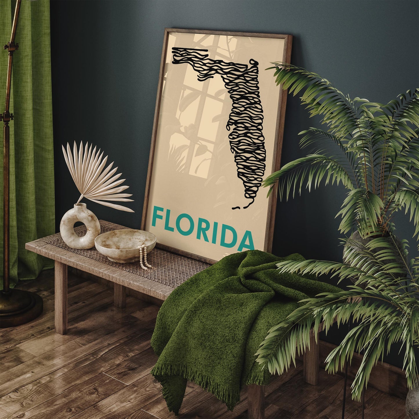 Florida Minimalist Poster - Mid Century Modern Wall Art