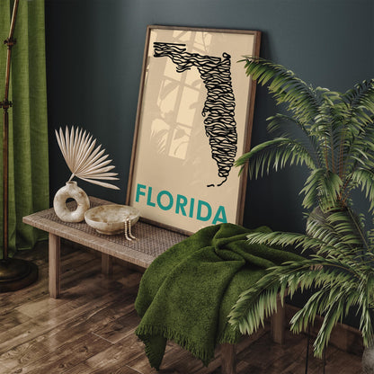 Florida Minimalist Poster - Mid Century Modern Wall Art