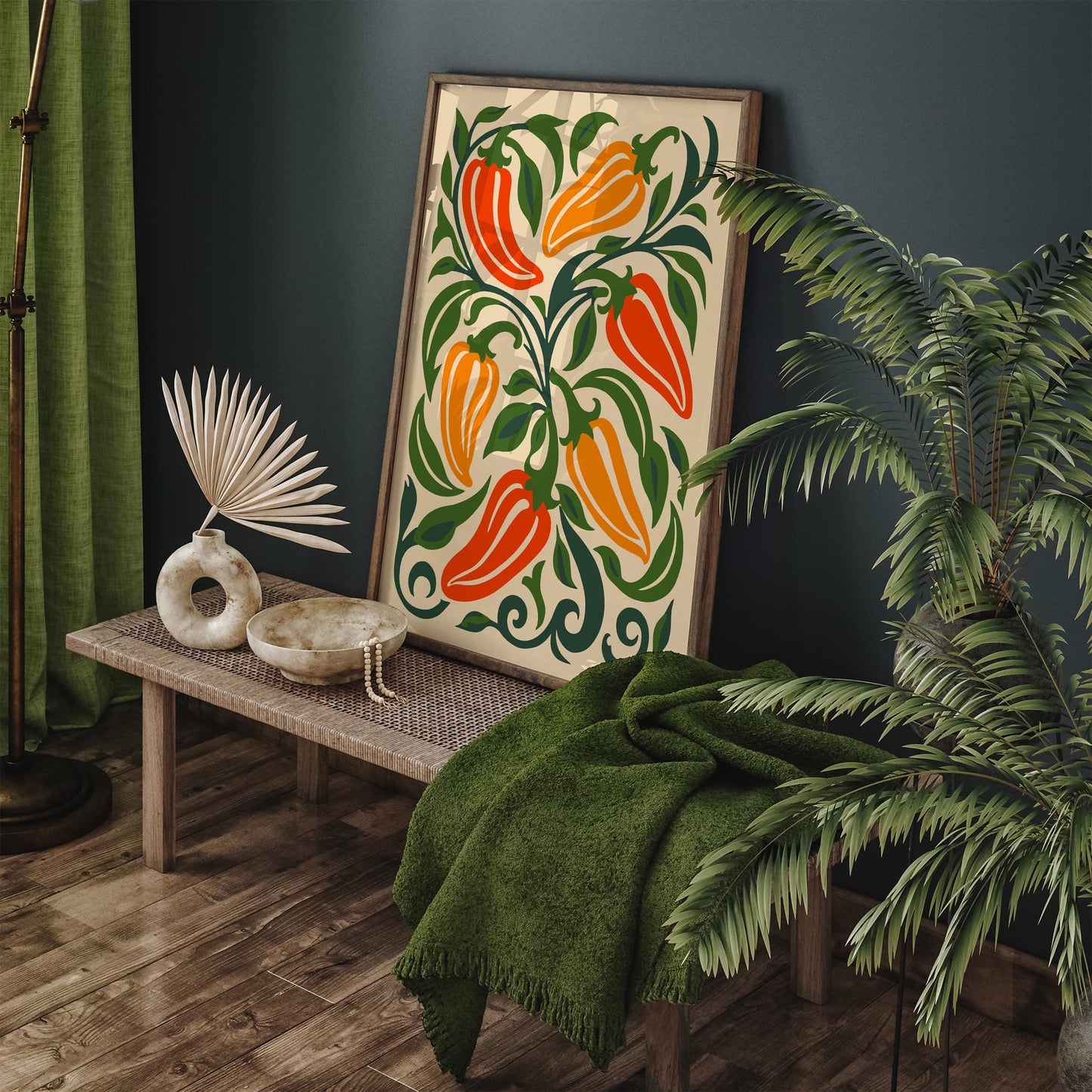 Kitchen Wall Art Decor Colorful Peppers Print