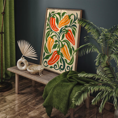 Kitchen Wall Art Decor Colorful Peppers Print