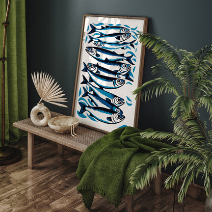 Sardines Fish Blue Poster