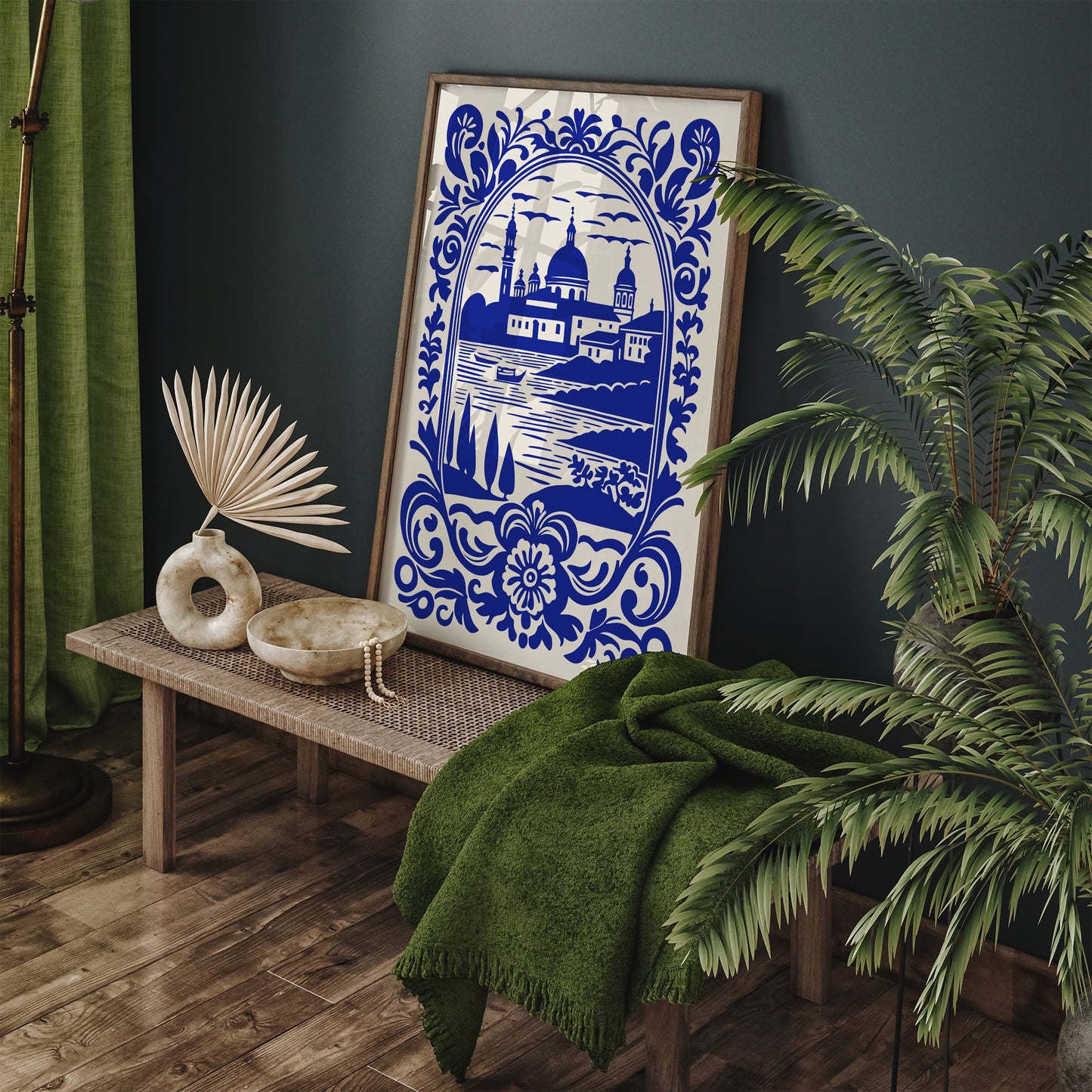 European Cityscape Blue Poster