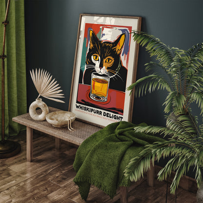 Whiskypurr Delight Retro Whisky Poster