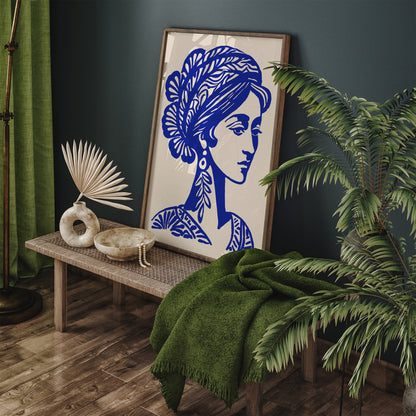 Blue Woman Portrait Art Print
