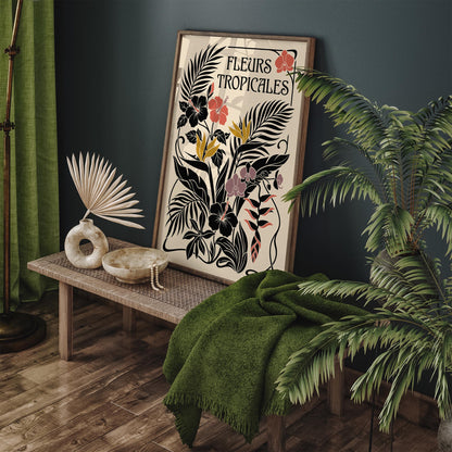 Tropical Flowers Botanical Poster