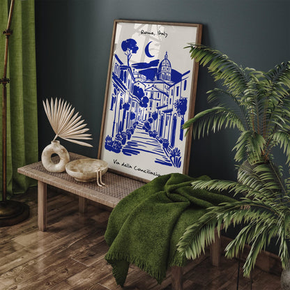 Rome Italy Blue Cityscape Poster