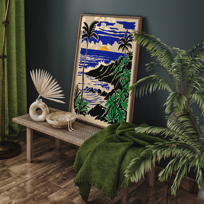 Oahu Honolulu Hawaii Travel Landscape Wall Art Print