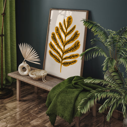 Nature Wall Art, Botanical Poster with Yellow Leaf