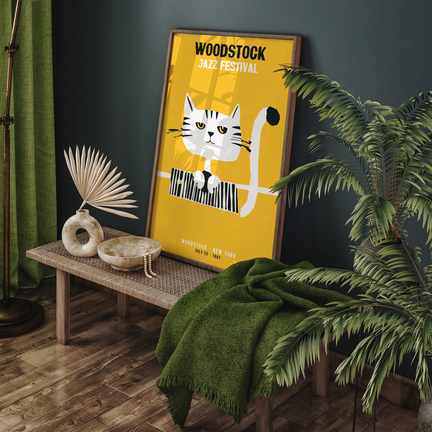 Woodstock Jazz Festival Retro Cat Poster