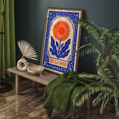 De La Mer Flowers Art Print - Nautical Bohemian Home Decor