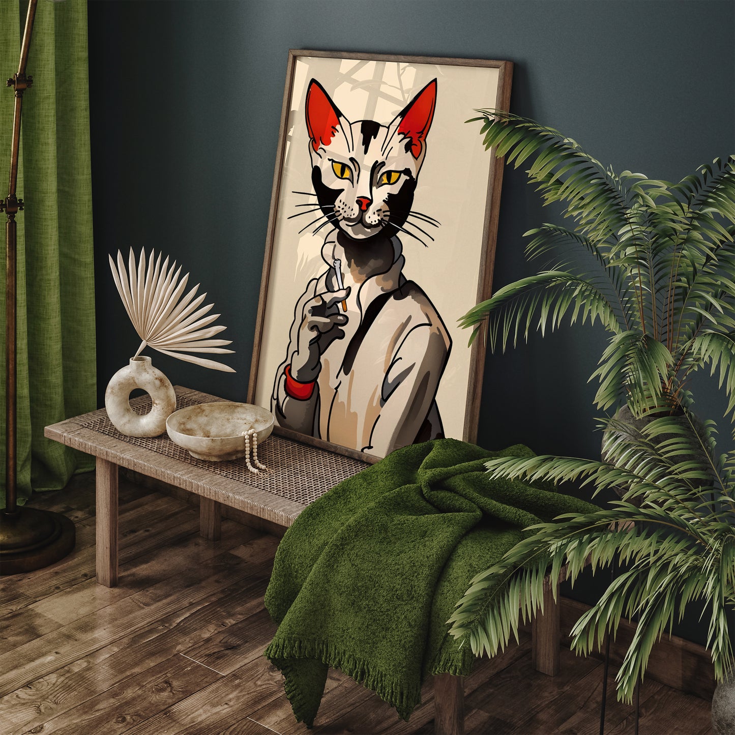 Gentleman Smoking Cat Quirky Wall Art