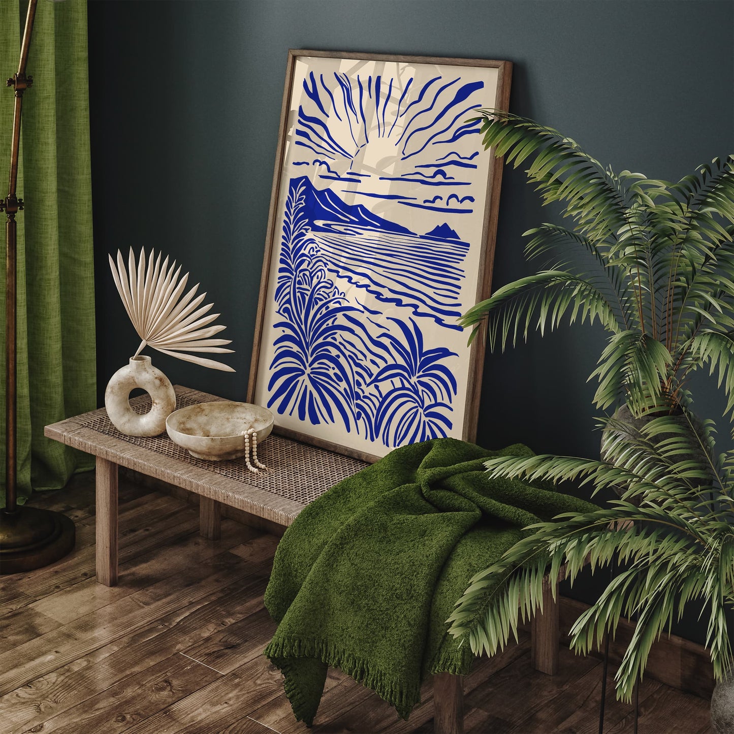 Thailand Blue Tropical Art Print 2025