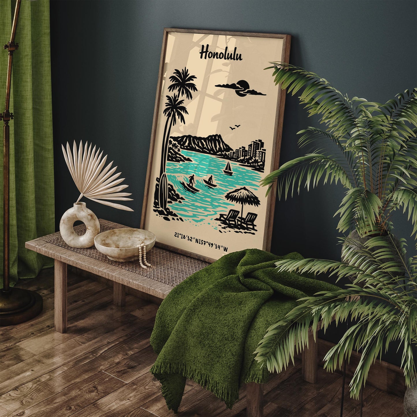 Honolulu Hawaii Poster – Tropical Landscape Wall Art
