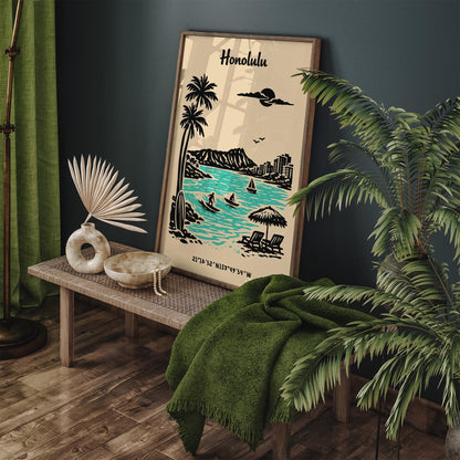 Honolulu Hawaii Poster – Tropical Landscape Wall Art