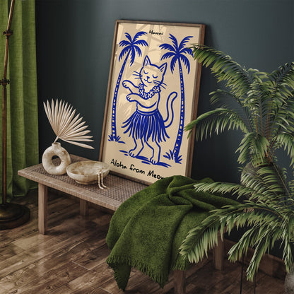 Aloha from Meow-ui Poster - Cat Dancing Hula Art Print