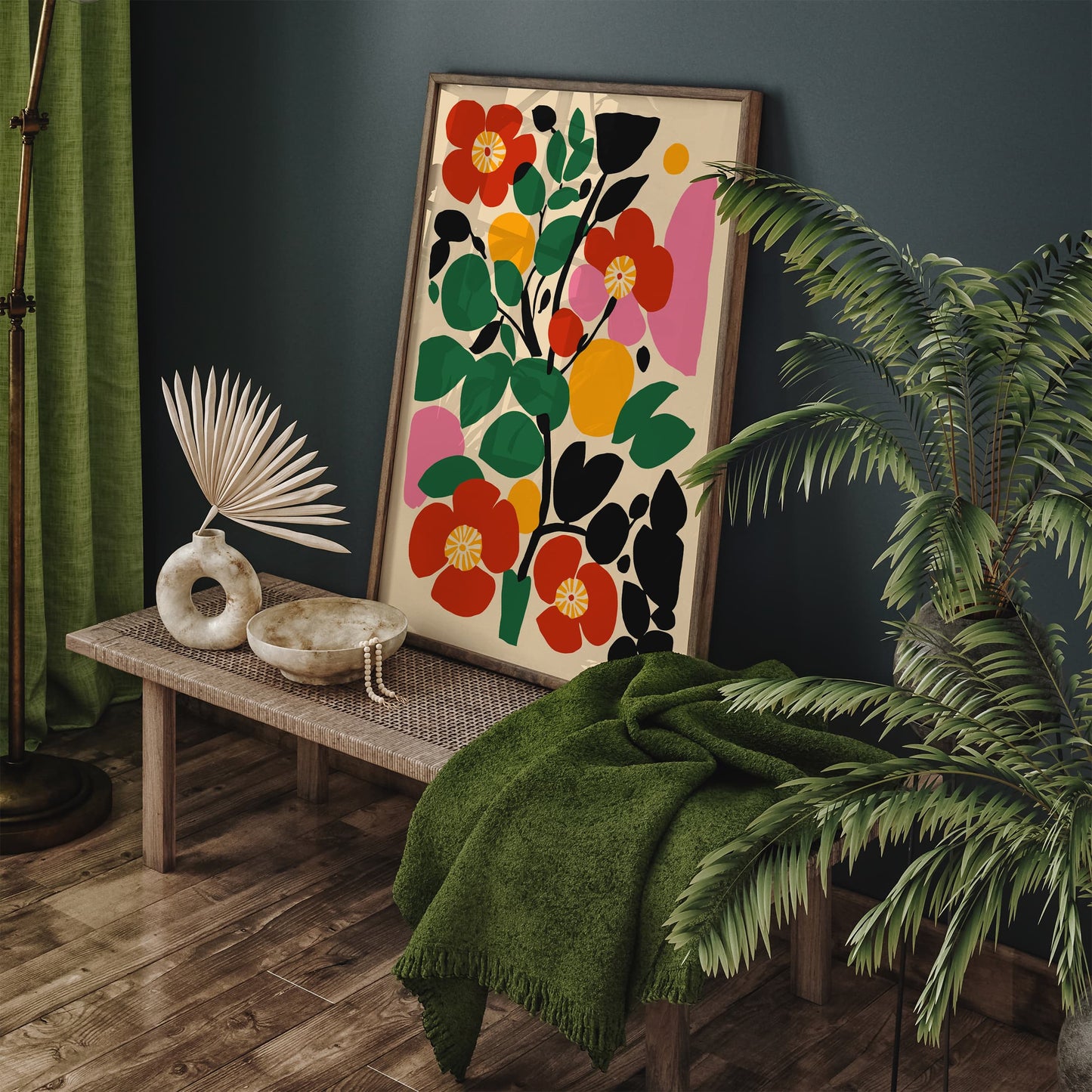 Cut Outs Abstract Colorful Floral Art Print