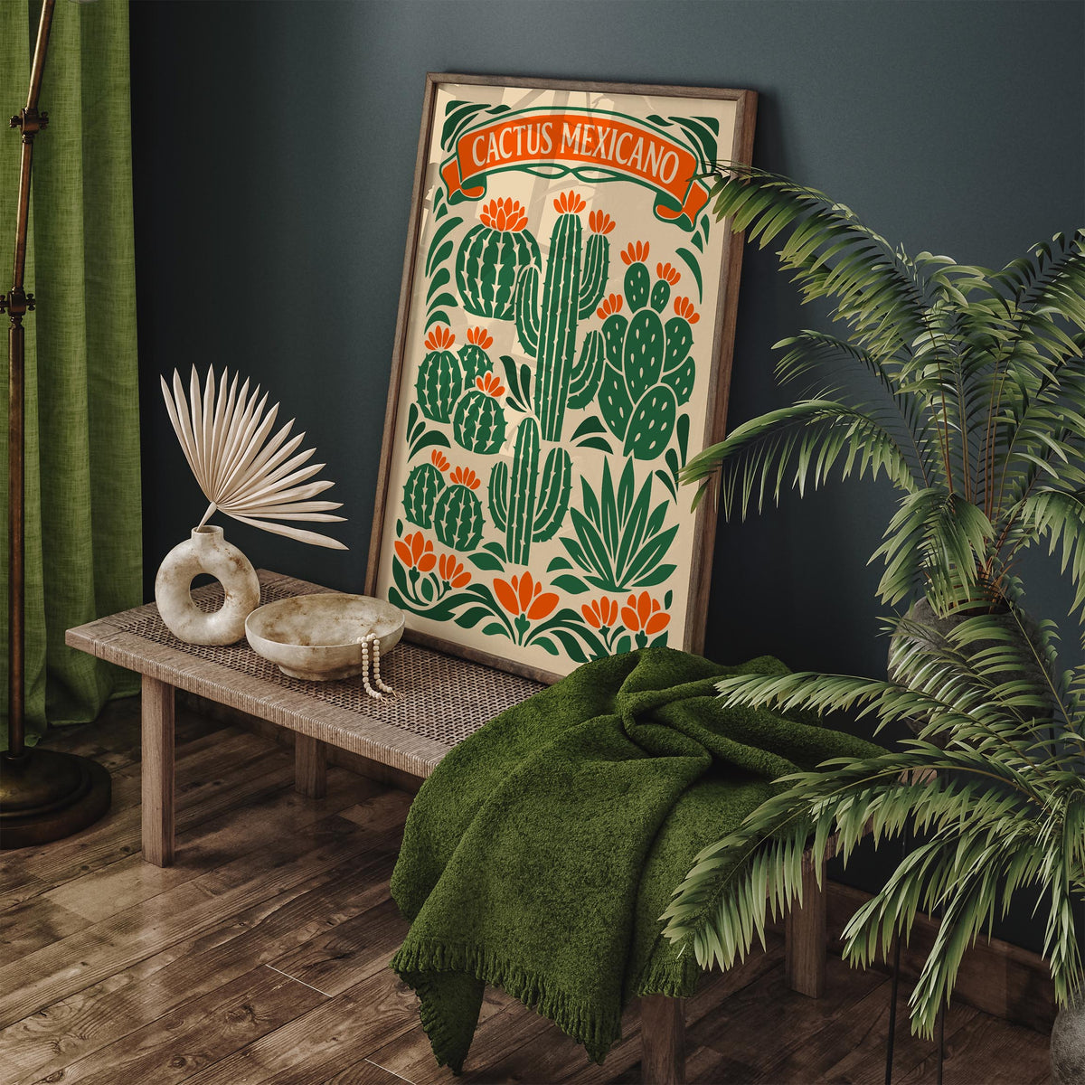 Mexican Cactus Floral Poster