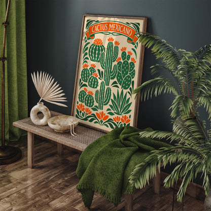 Mexican Cactus Floral Poster