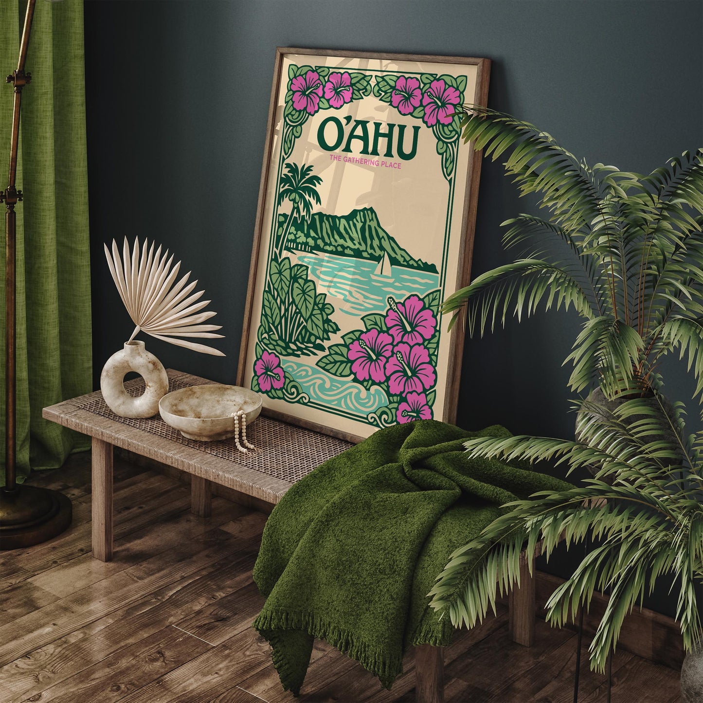 Oahu Hawaii Poster – The Gathering Place Wall Art