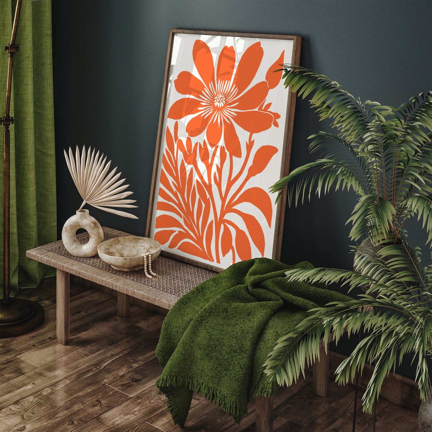 Orange Big Flower Wall Art