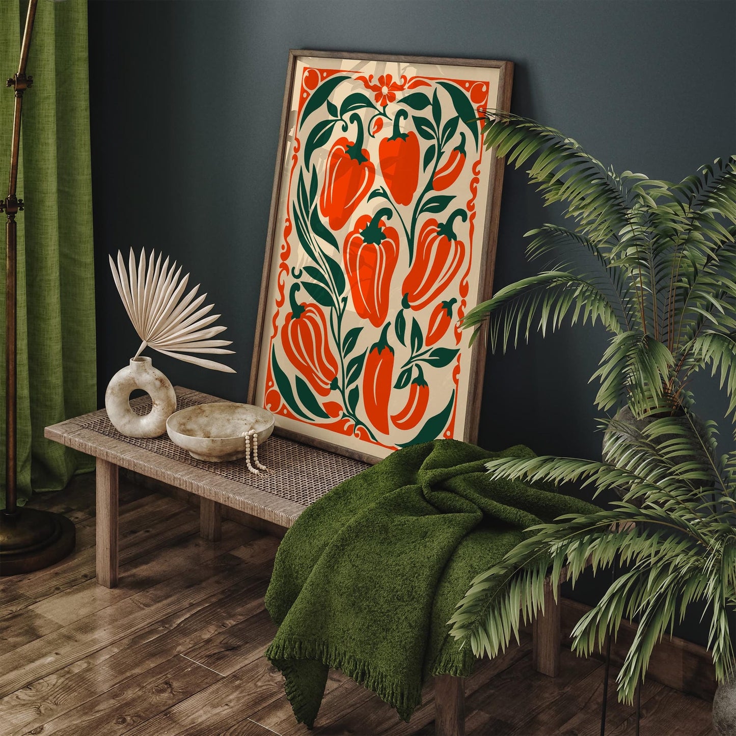 Orange Peppers - Farmhouse Kitchen Art Print