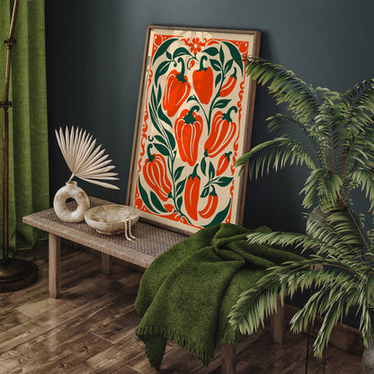 Orange Peppers - Farmhouse Kitchen Art Print