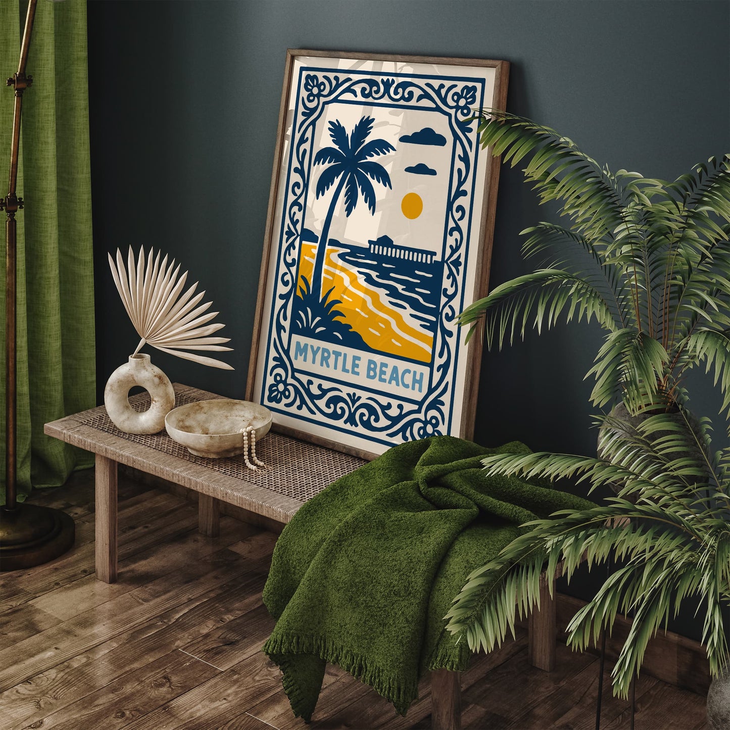 Myrtle Beach Travel Poster - Blue Landscape Art Print