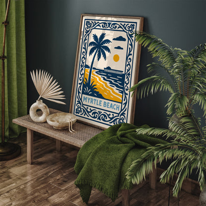 Myrtle Beach Travel Poster - Blue Landscape Art Print