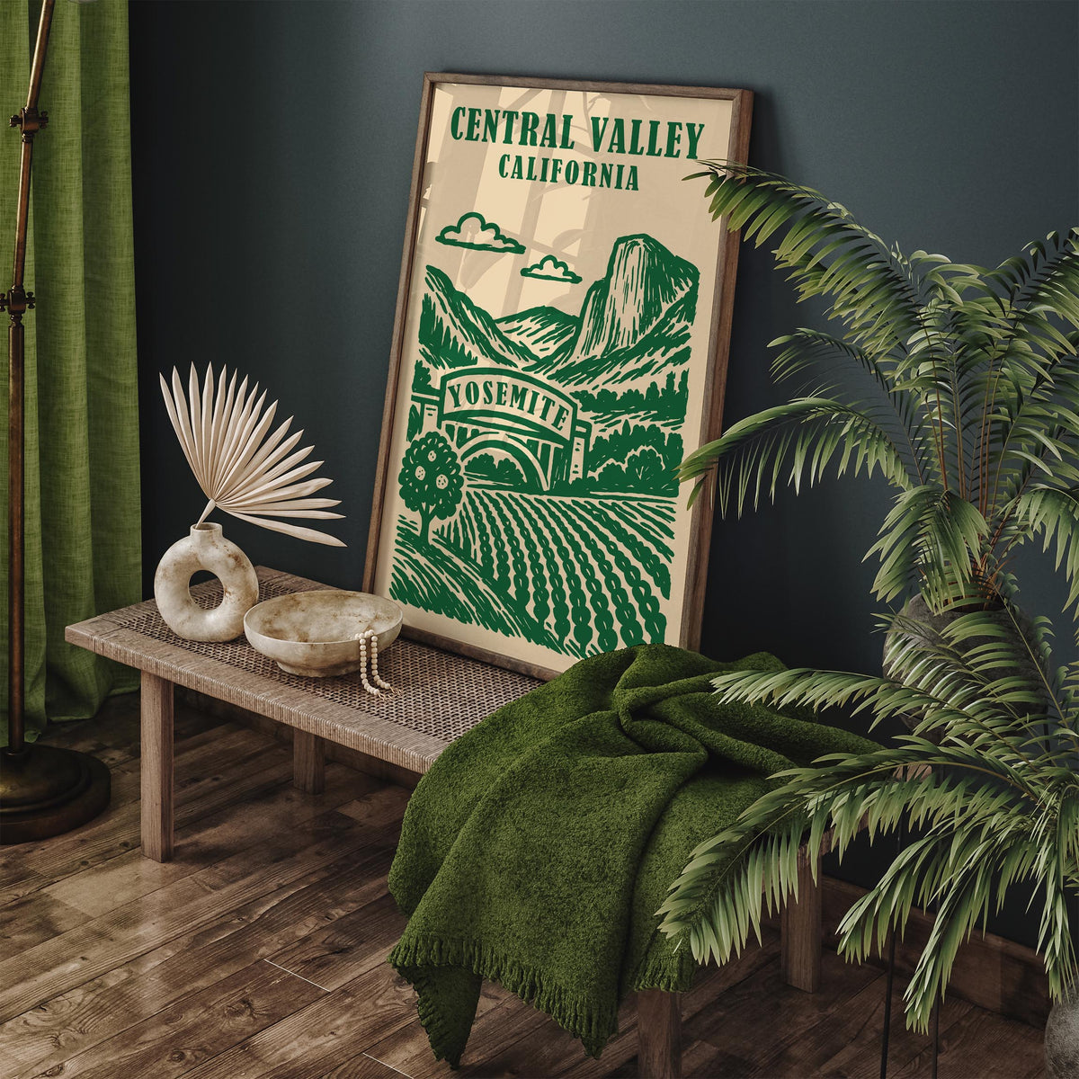 California Central Valley Green Travel Poster