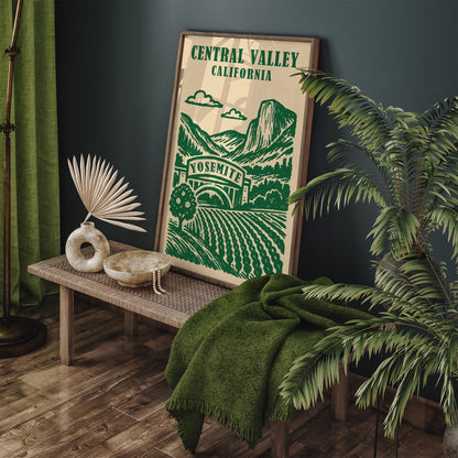 California Central Valley Green Travel Poster