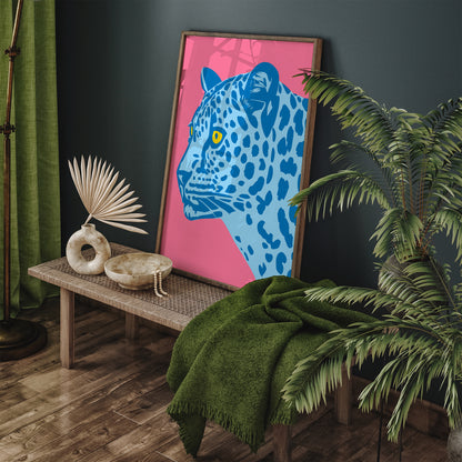 Blue Panther Artistic Wall Art Print