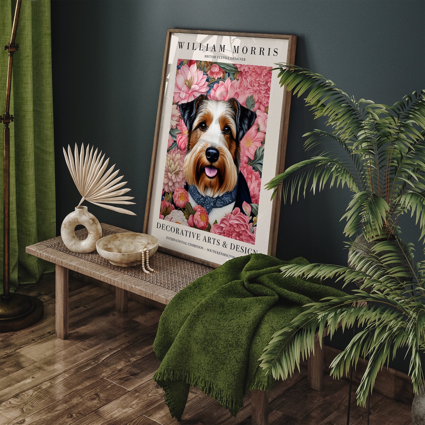 Cute Dog Portrait in Morris Style Poster
