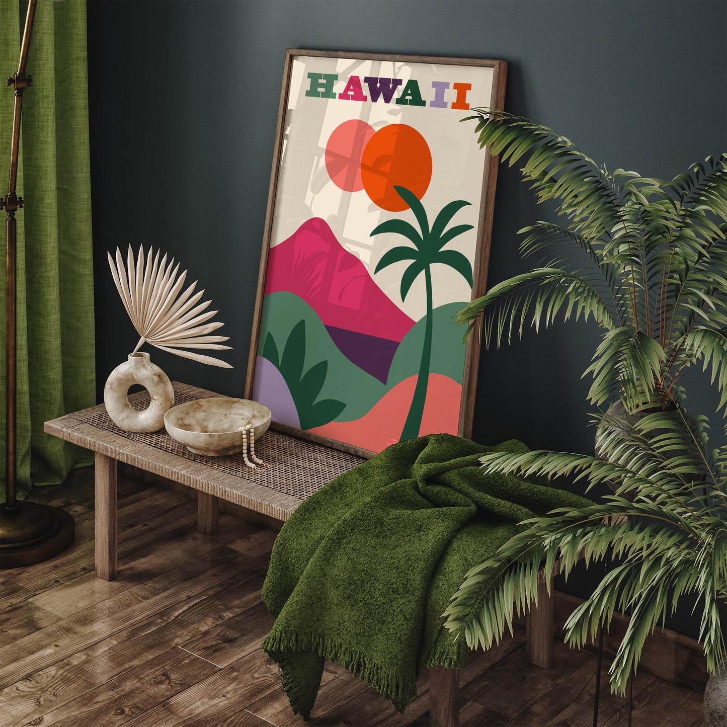 Hawaii Travel Poster - Colorful Abstract Landscape Print