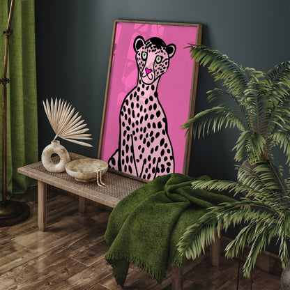 Quirky Pink Panther Wall Art Print