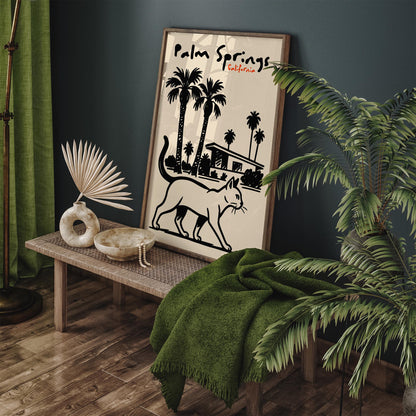 Palm Springs California Poster - Black Ink Style Wall Art