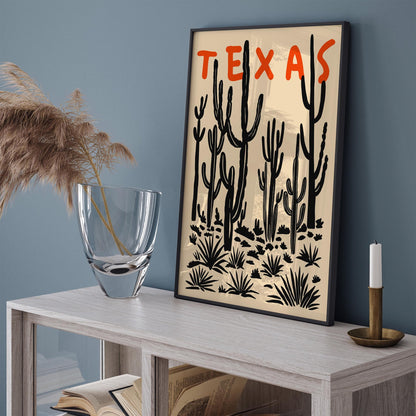 Texas Cactus Poster - Desert Plant Wall Art Print