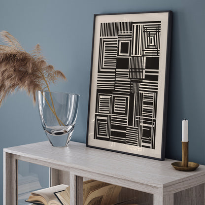 Rustic Abstract Black Lines Poster
